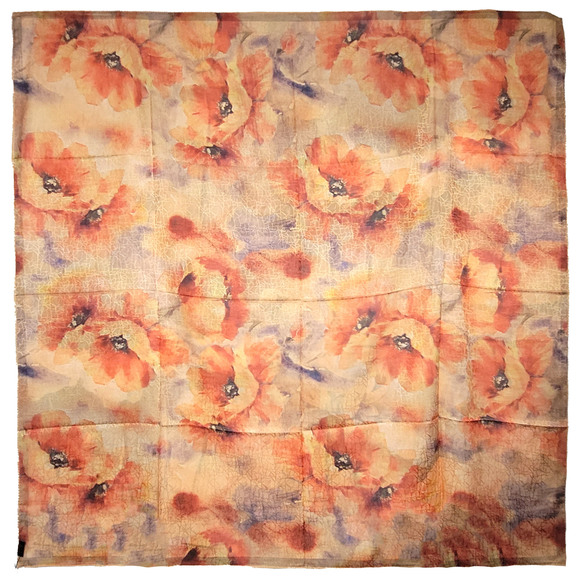 NWT Double Sided Silk Scarf 52"x52" Large Square Shawl Wrap XiangYunSha 3653 - Picture 2 of 8